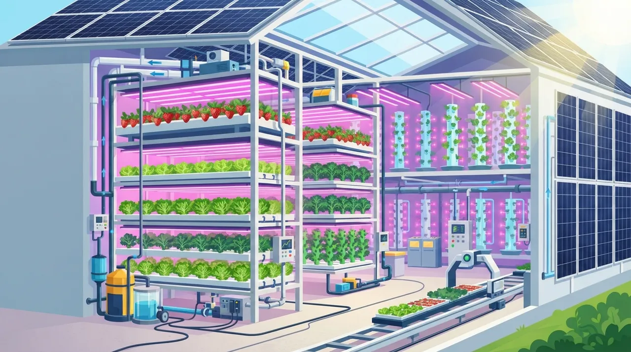 دراسة جدوى مشروع مزرعة عمودية (Vertical Farm) تعمل بالطاقة الشمسية لإنتاج